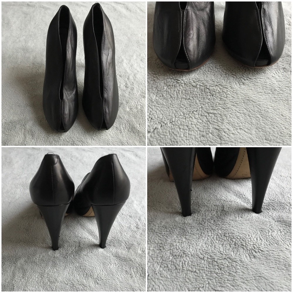 Celine Black Leather V Neck Heels Phoebe Philo 40 - Picture 4 of 13